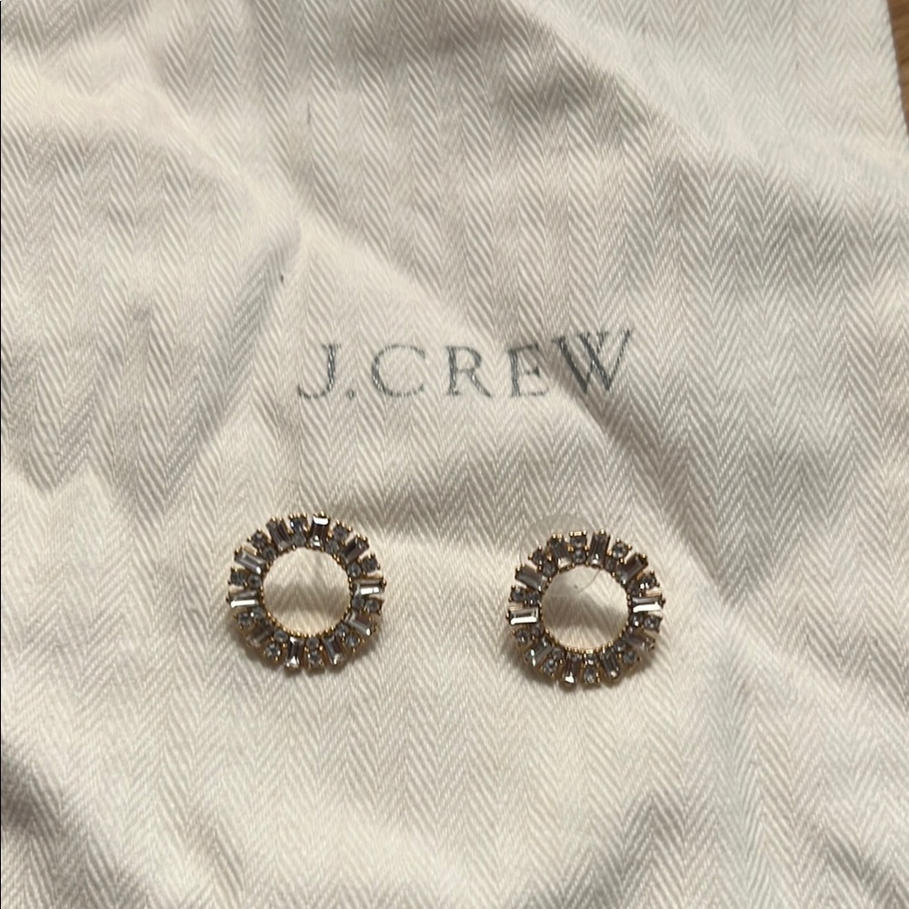 J. Crew Gold and Silver Hoop Earrings with Crystal Accents
